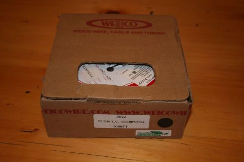 22 AWG 7/30 UL1007 UL1569 PVC Tin/Copper Hook-up Wire Black Stranded 1000&#039;