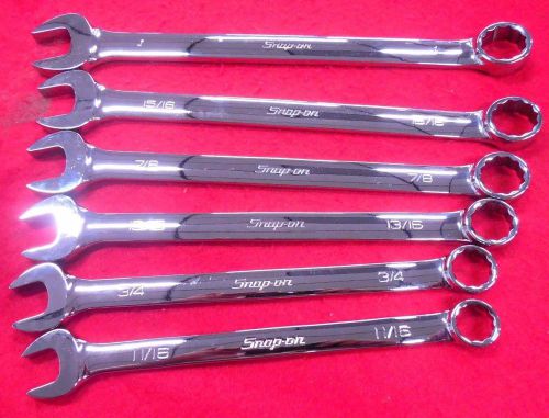 Snap on 6 Piece Set Standard Handle Combo Wrenches 11/16 3/4 13/16 7/8 15/16 1&#034;