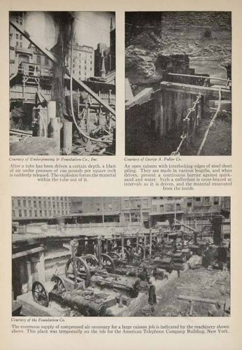 1928 print american telephone co. bldg. ny construction original historic sky for sale
