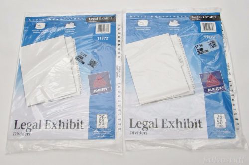 2x Avery-Style Legal Exhibit Side Tab Divider, White, Letter #26-50, 2-Pack Lot
