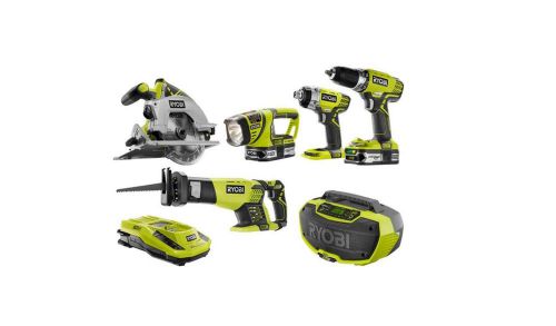 Ryobi ONE+ 18-Volt Lithium-Ion Cordless Combo Kit with Bluetooth Stereo (6-Tool)