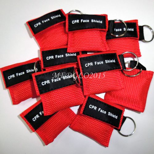 200 RED CPR MASK WITH KEYCHAIN CPR FACE SHIELD AED FOR FIRST AID