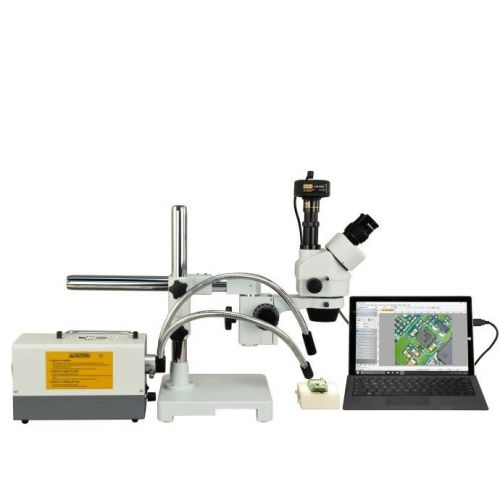 Omax 2.1x-270x 14mp digital zoom boom stereo microscope+150w fiber optic lights for sale