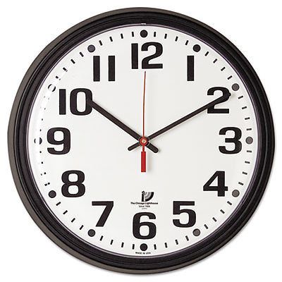 Bold Quartz Contract Clock, 13-3/4&#034;, Black, Sold as 1 Each
