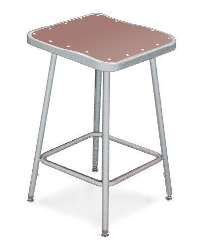 National Public Seating 6324  Grey Steel Stool with 24&#034; Square Hardboard Seat