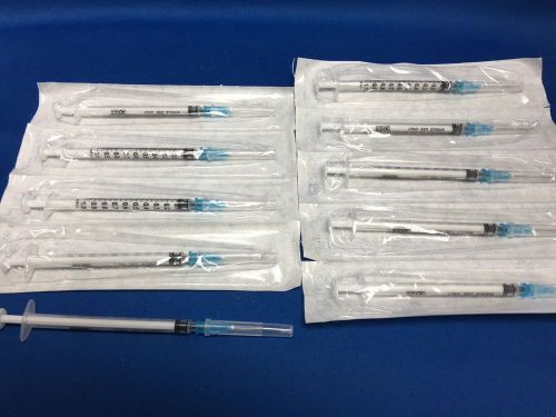 10 Pack - 1ml / 1cc  Syringe with Detachable Needle Luer Slip 25g X 1 Inch Exel