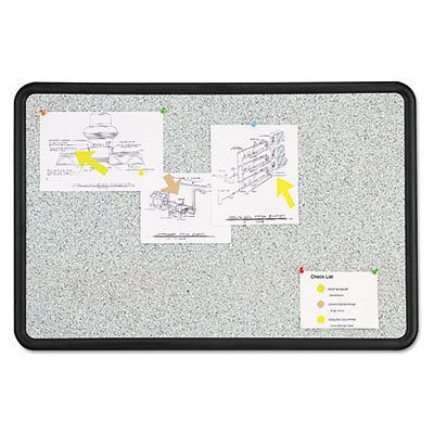 Contour Granite Gray Tack Board, 48 x 36, Black Frame, Sold as 1 Each