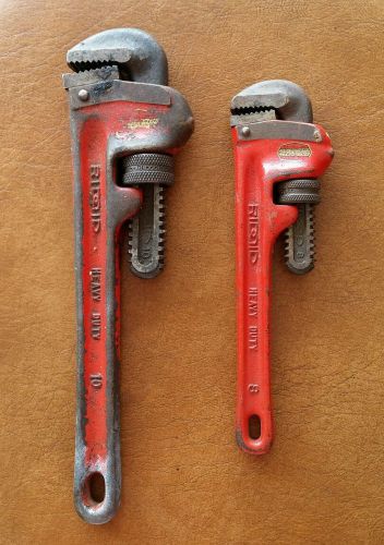 2 Ridgid Heavy Duty Pipe Wrenches 8&#034; and 10&#034; Free Shipping