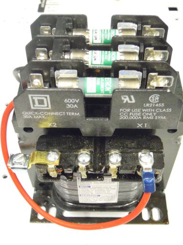 Square d 150va 600/120v control transformer w/ fuse block for sale