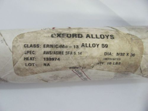 Oxford alloys 10 pounds 59 ernicrmo-13 3/32&#034; x 36&#034; tig welding rods chrome molly for sale