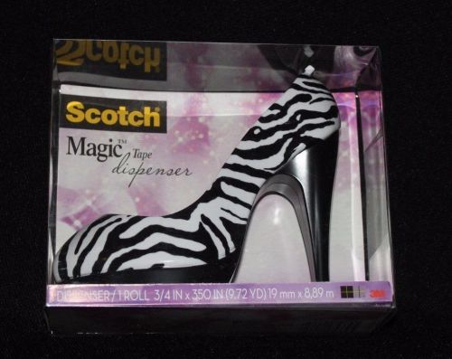 NIB Scotch Shoe Dispenser with Scotch Magic Tape, Zebra,1 Roll tape included