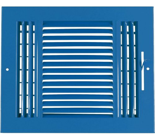 10w&#034; x 8h&#034; Fixed Stamp 3-Way AIR SUPPLY DIFFUSER, HVAC Duct Cover Grille Blue