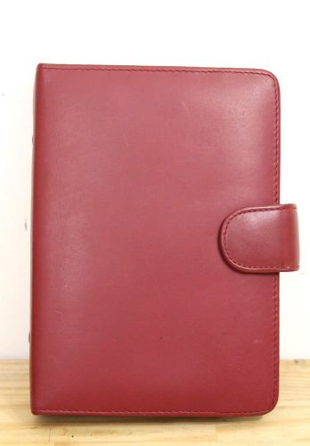Compact dopp red genuine leather phone book organizer binder folder 6x 1&#034;ring for sale