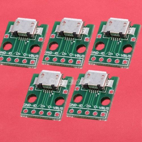5pcs Female 2.54mm MICRO USB to DIP 5-Pin Pinboard Brand New