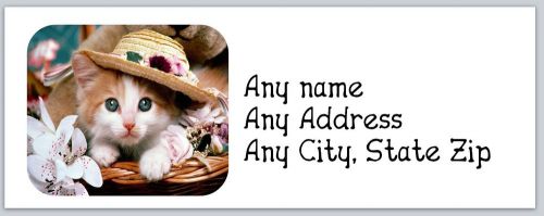 30 personalized return address labels cute kitten buy 3 get 1 free(c640) for sale