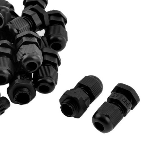 30 Pcs PG7 Waterproof Connector Gland Black for 4-7mm Diameter Cable GY