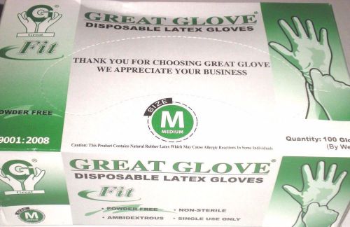 Great glove latex powder-free sz medium 20010 fit-m-bx - disposable  pack of 100 for sale