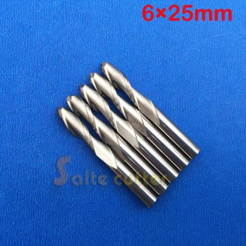 5pcs two flute carbide ball nose end mills cnc bits ced 6mm cel 25mm new for sale