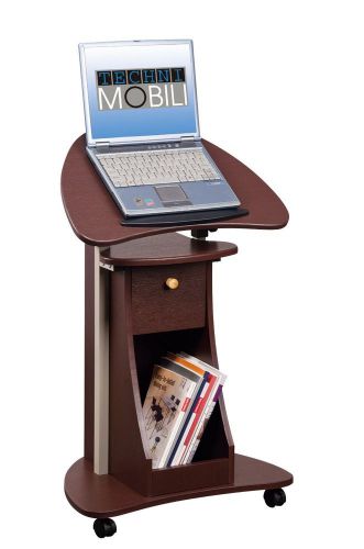 Laptop Cart Rolling Deluxe With Storage Chocolate