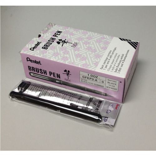 Pentel GFKP3-A Scientific Brush Pen Bulk Pack (12pcs) - Black Ink