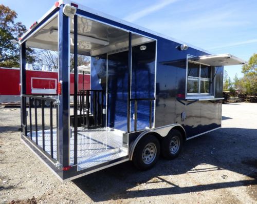 Concession trailer indigo blue 8.5 x 17 bbq smoker event catering for sale