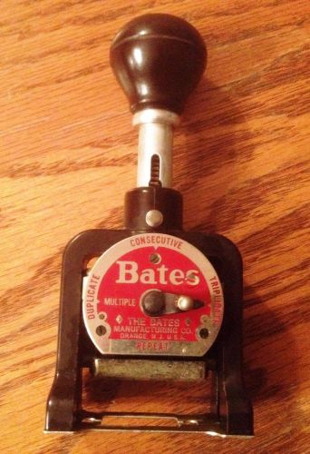 Bates Dropped Cipher Multiple Movement Numbering Machine 6 wheels made in USA