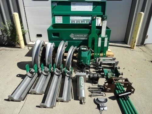 Greenlee 881 hydraulic conduit pipe bender 2-1/2&#034;-4&#034; w/980 pump &amp; bending table for sale