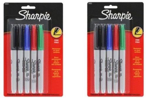 10 NEW Sharpie Fine Point Permanent Markers 30653 (2 packs of 5) Assorted Colors