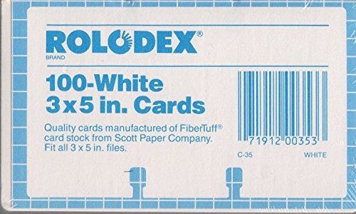 Authentic and original Rolodex 100 White 3x5 inch Cards. Authentic Rolodex 3 x 5