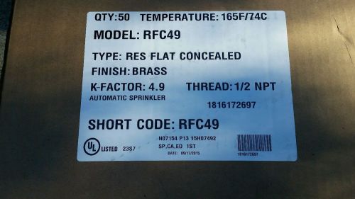Case of 50 reliable rfc49  1/2 threaded flat concealed Fire Sprinklers.new.