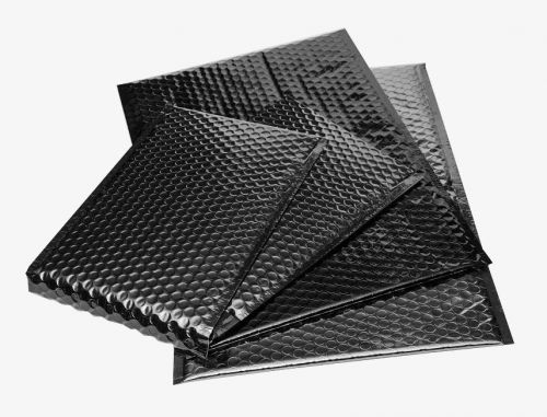 Metallic glamour bubble mailers envelopes free shipping black 500 13&#034; x 17.5&#034; for sale