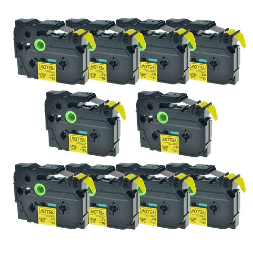 10PK COMPATIBLE for Brother P-Touch PT300 330 TZe-641 label tape BLACK on YELLOW
