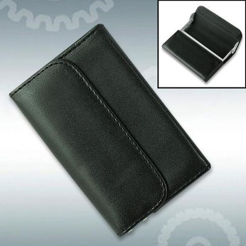 Rectangle Faux Leather Credit ID Name Card Case Holder Cover Organizer Black