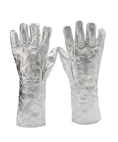 High temp1000°c heat resistant aluminized safety welding work gloves 38cm 14.96&#034; for sale