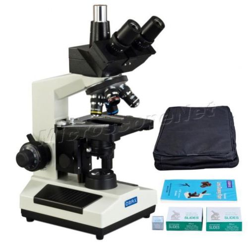 Compound trinocular led 2000x microscope+carry case+lens paper+blank slide+cover for sale
