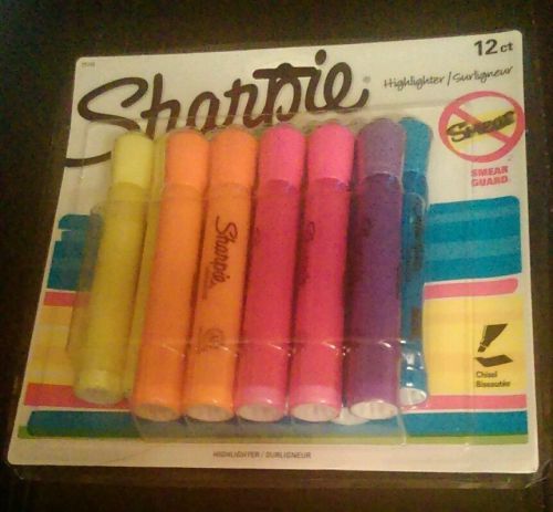Brand New Sharpie Highlighter-12 ct-Smear Guard-Chisel-6 Colors