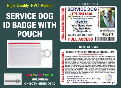 Service Dog ID Badge / Card (HOLOGRAM ON BOTH SIDES) ADA Service Tag for vest