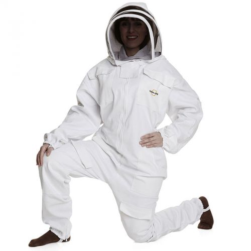 Professional Cotton Full Body Beekeeping Suit w/ Supporting Veil Hood -Plus Size