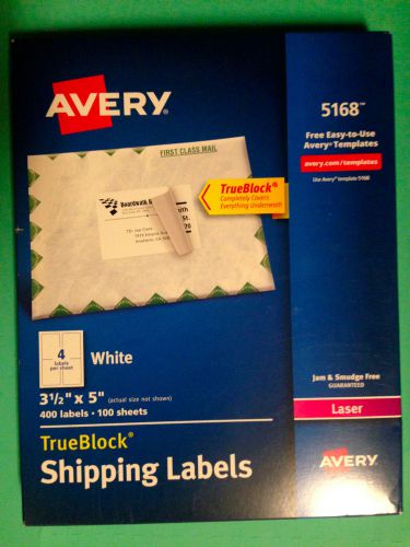 Avery 5168 Laser Shipping Labels 3 1/2 x 5 - 400 Labels 100 Sheets - White - NEW