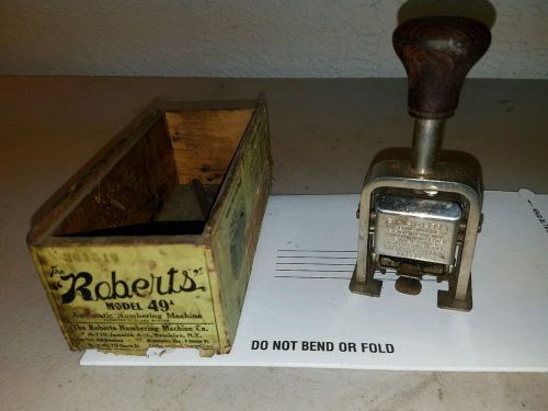 Roberts Model 49 A  Numbering Machine - Brooklyn, NY, London original  wood box
