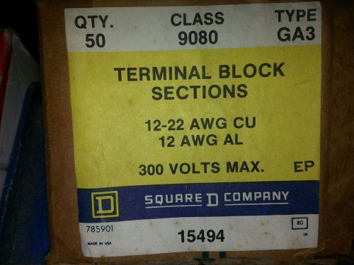 Square D 9080 Terminal Block 15494 Sections GA3 (Box Of 50) - New
