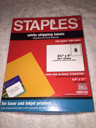 Staples White Shipping Labels - 3 1/3 x 4