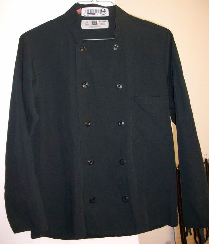 Chef Coat Used Reed Size Small Black Color 100% Polyester Long Sleeve