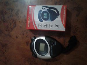 Stopwatch handheld digital 1/100 sec. precision stop watch alarm &amp; chime on/off for sale