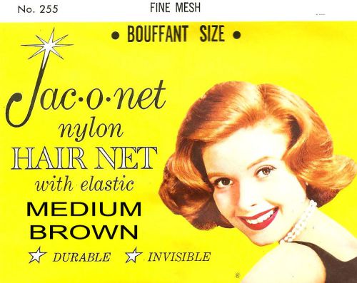 Jac-o-net  #255  bouffant size fine mesh hair net  w/elastic (1) pcs. med. brown for sale