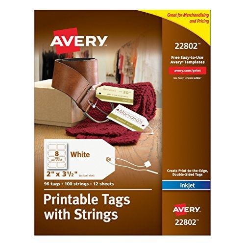 Avery Printable Tags with Strings for Inkjet Printers, 2 x 3.5-Inches, Pack of