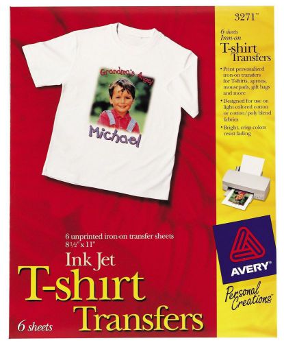 NEW Avery 3271 Inkjet T-shirt Transfer Iron-On 12 sheets (6pk x 2) Letter Size