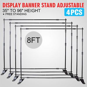 4Pcs 8&#039; Banner Stand Advertising Printed Set Portable Adjustable Transport