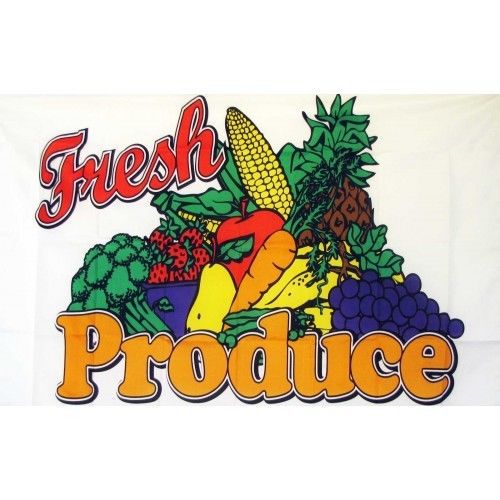 3 Fresh Produce Flags 3&#039;x 5&#039; Banners (three)