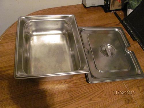 1 COMMERCIAL VOLLRATH STAINLESS STEAM TABLE PAN HALF X 4&#034;+ LID-USED